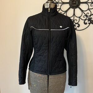 Pearl Izumi quilted outdoor sports jacket, black, embroidered detail, Women’s S